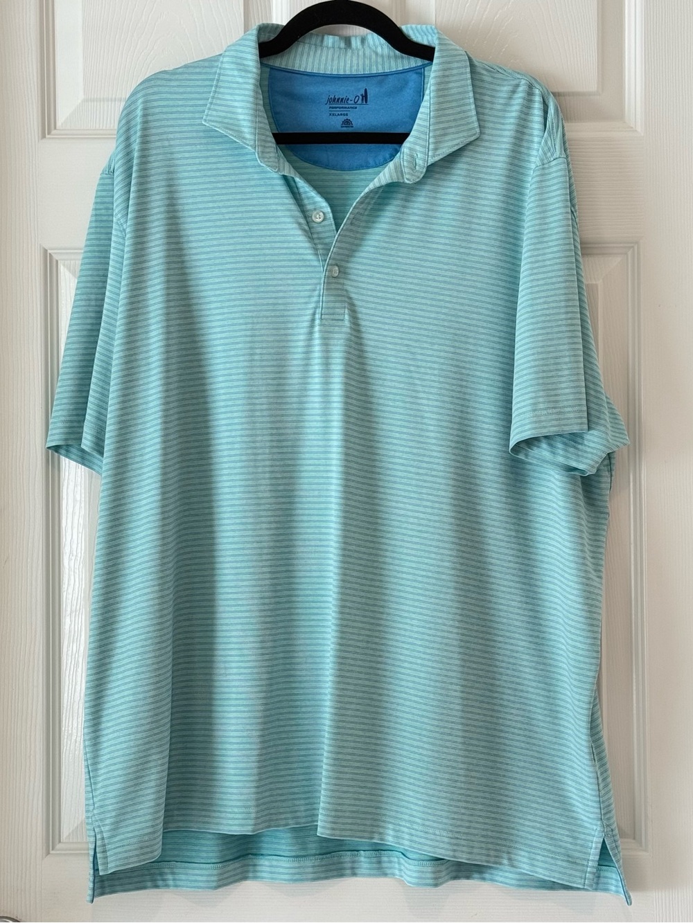 johnnie-O Aqua Striped Short-Sleeve Polo